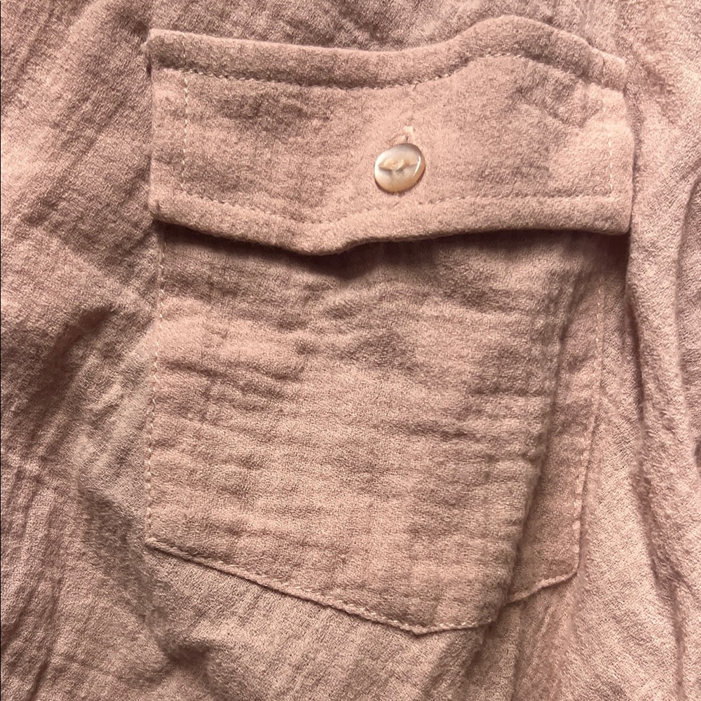 Light Pink Button-Up Blouse - Picture 3 of 4